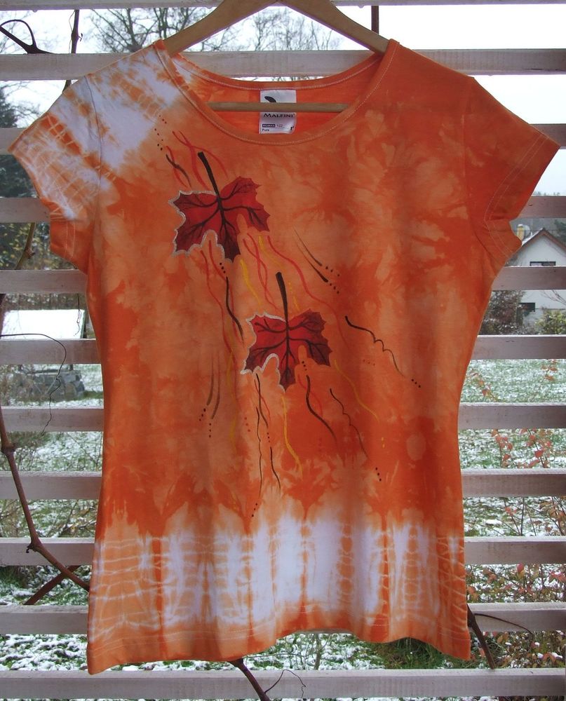 Listy oranžová batika