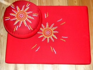 Meditační podložka Indiánské slunce červená